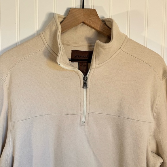 St. John’s Bay Men's Cream Quarter-Zip Sweater Size Medium - Picture 2 of 8